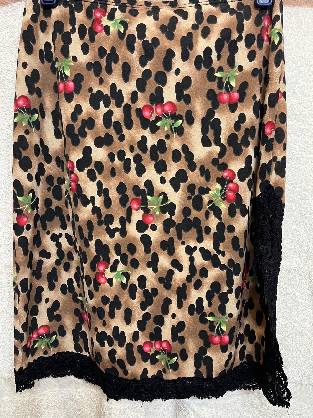 🍒🎀🍒🎀🍒Cherry & Leopard Print Satin Slip Skirt🍒🎀🍒🎀🍒